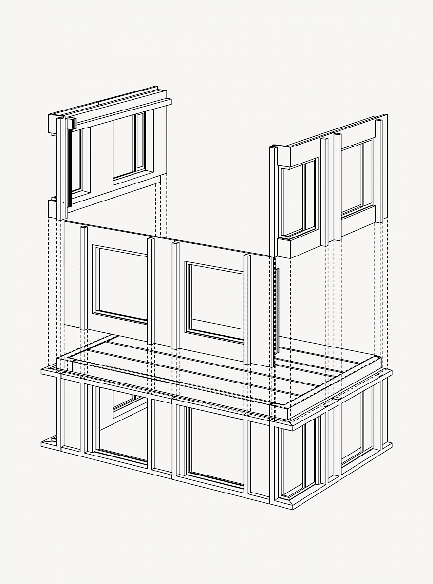 Stacking concept prefab facade