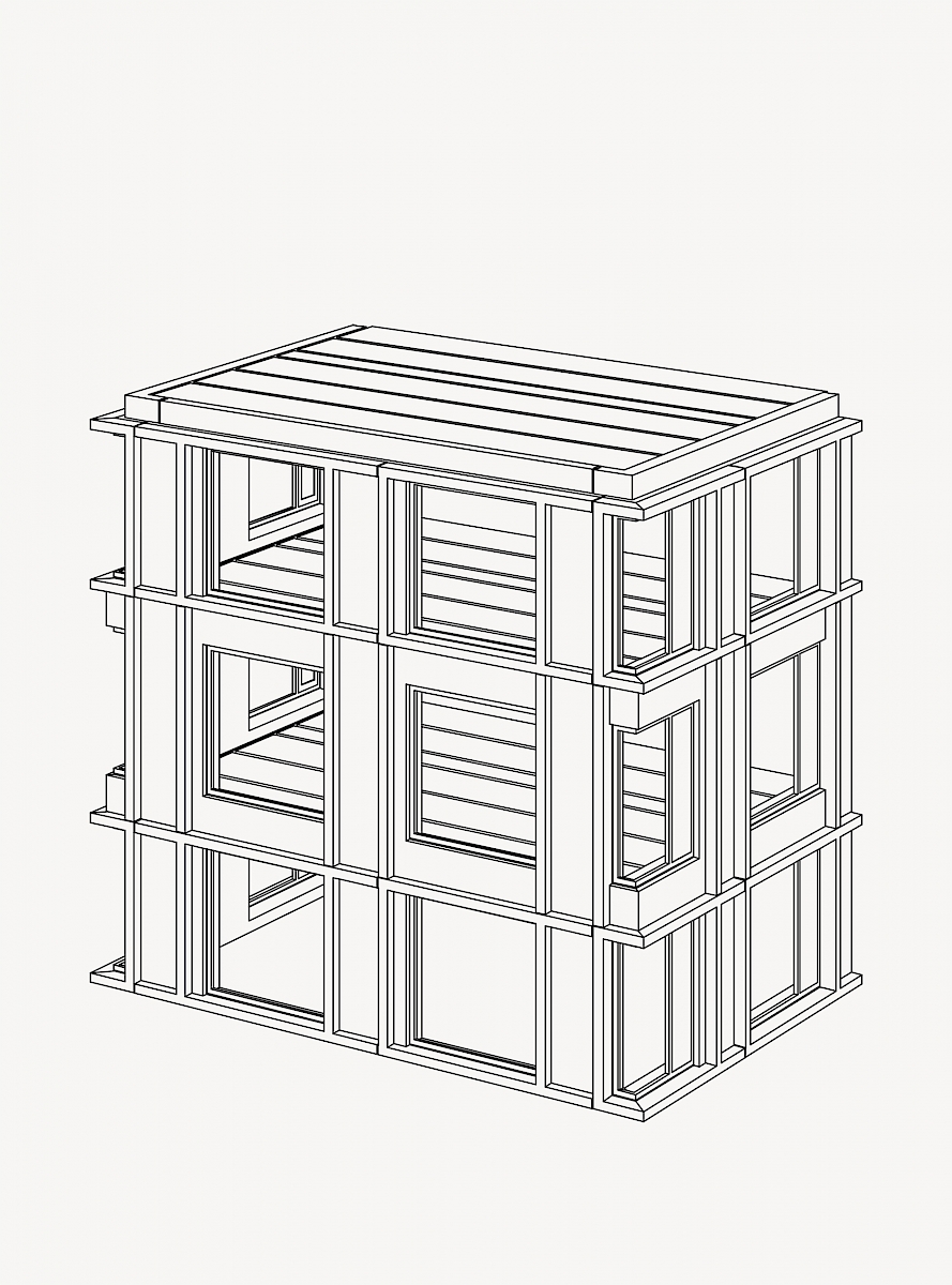 Stacking concept prefab facade