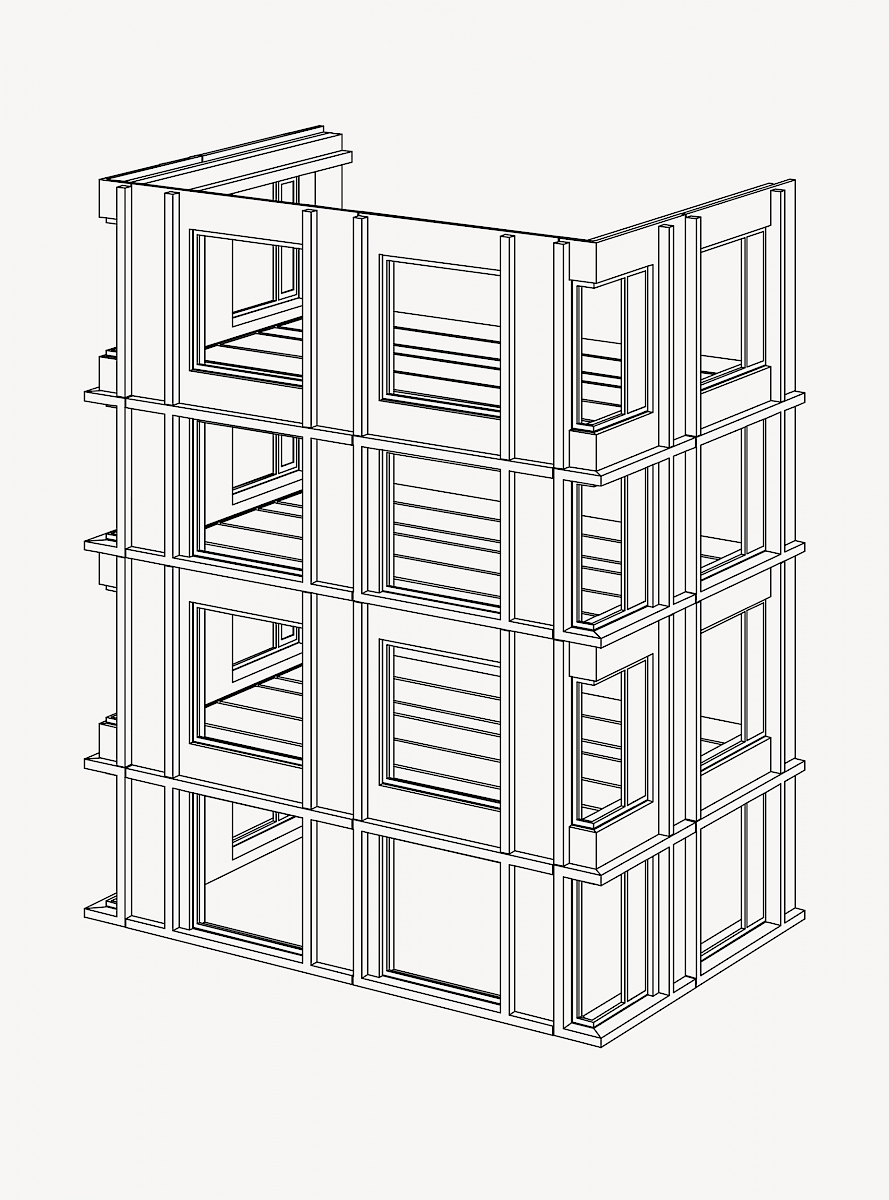 Stacking concept prefab facade