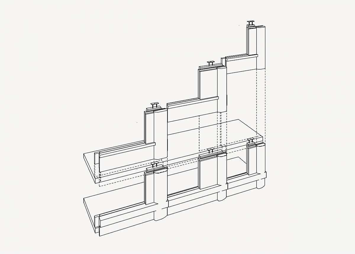 Stacking of loadbearing facade elements