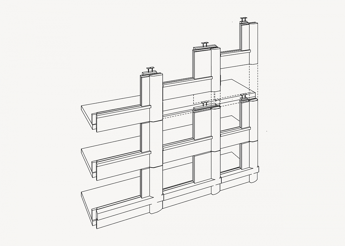 Stacking of loadbearing facade elements