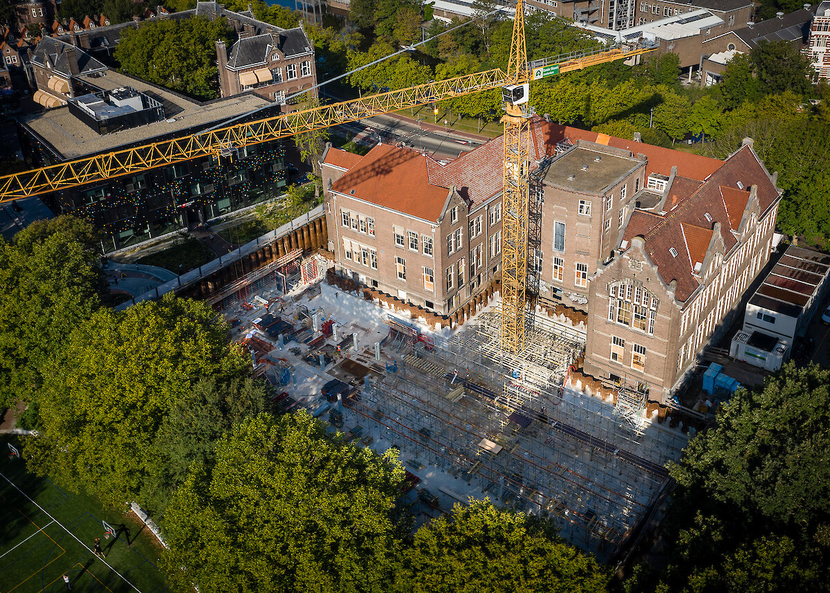 Construction of the basement and the new extension on the park side, photo Bas Stoffels