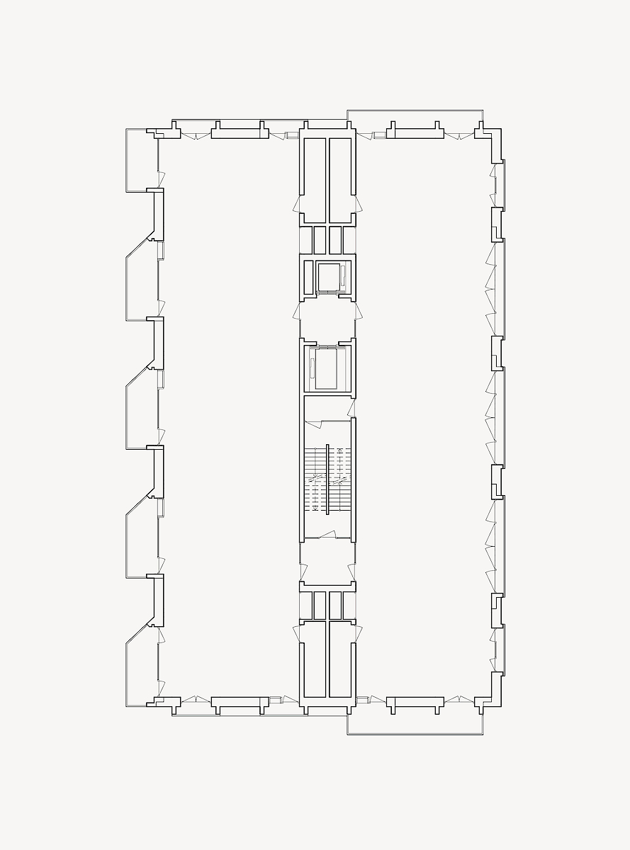 Standard floor plan, showing the structural shell