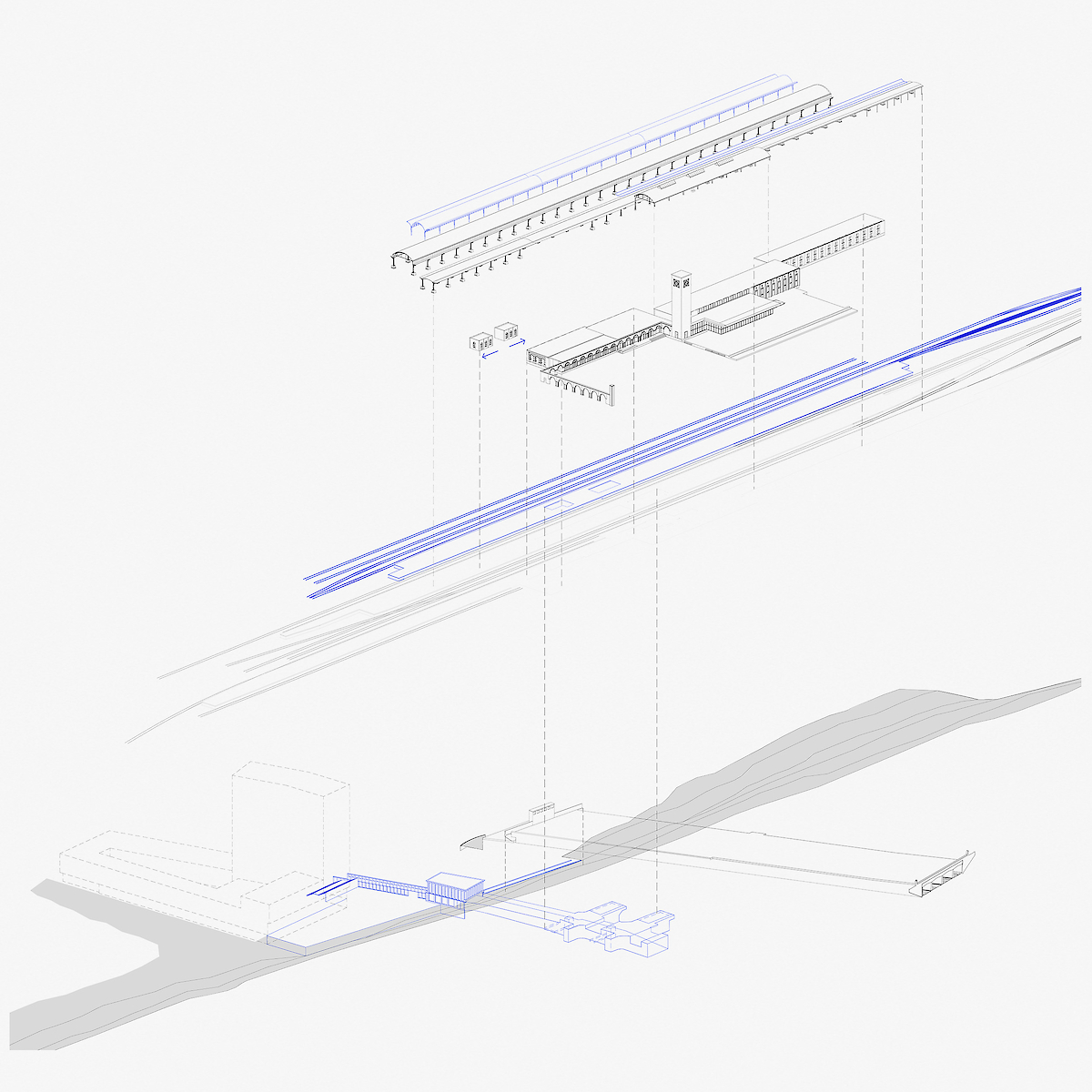 Overzicht van de ingrepen voor de uitbreiding van het station