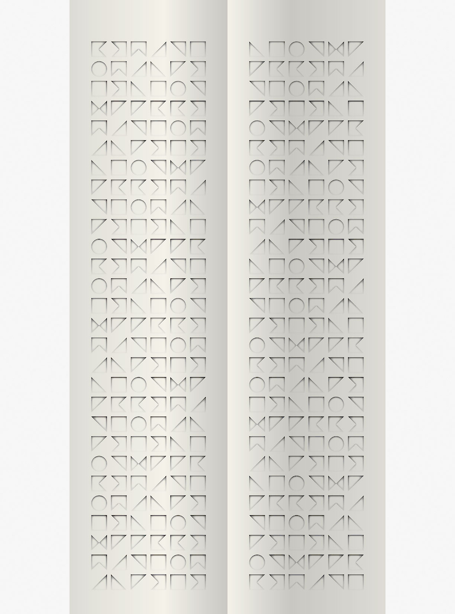 Texture as blind embossing of abstract letters (design Reynoud Homan en Martijn de Wilde)